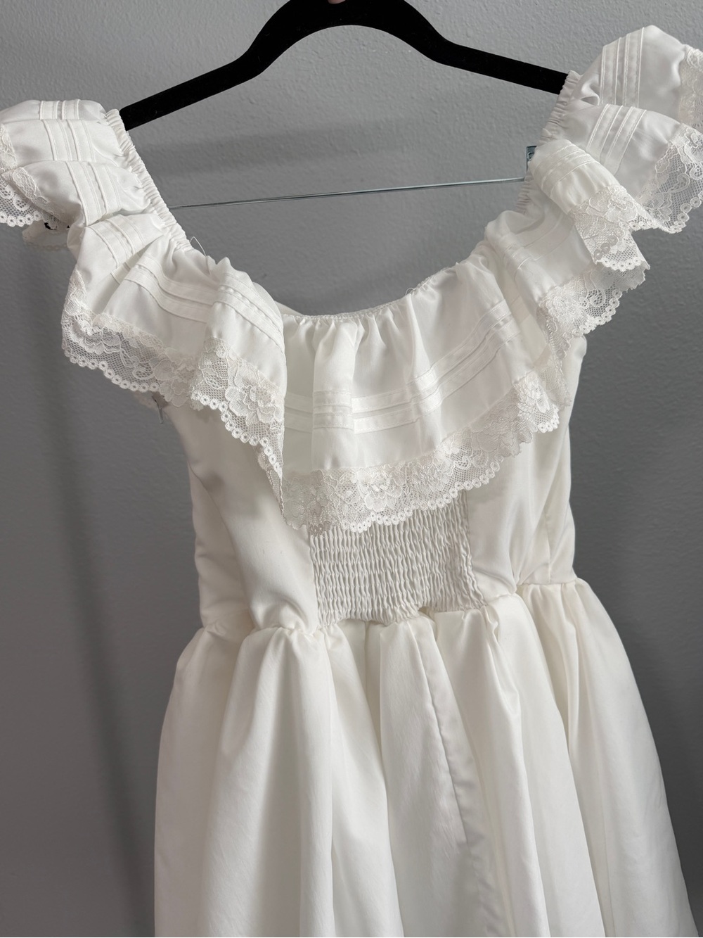 White Ruffled Off-Shoulder  Dress - Picture 3 of 4